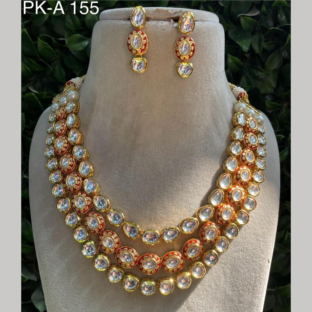 Royal Kundan Jewellery Gold Plated Crystal Stone Necklace Set