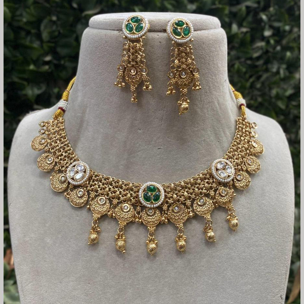Royal Kundan Jewellery Gold Plated Crystal Stone Necklace Set