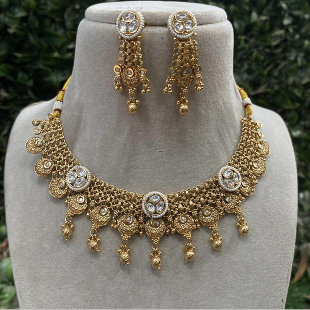 Royal Kundan Jewellery Gold Plated Crystal Stone Necklace Set