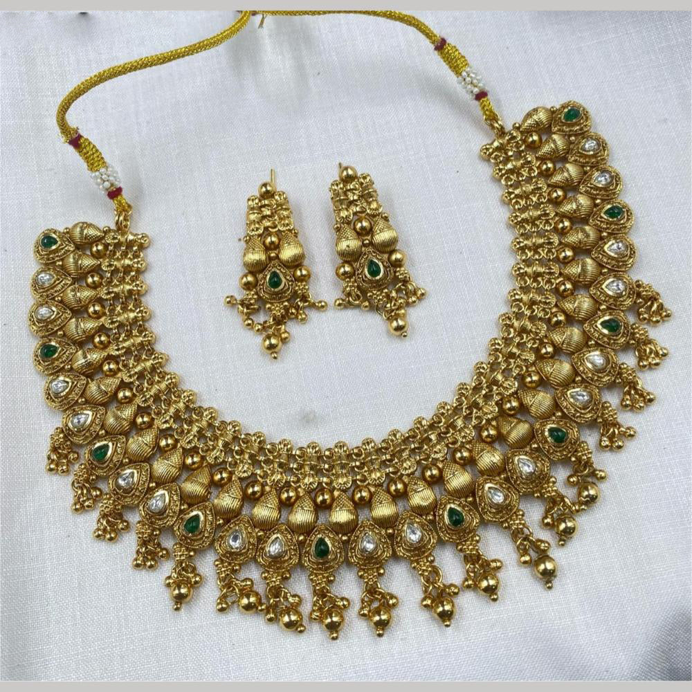 Royal Kundan Jewellery Gold Plated Crystal Stone Necklace Set