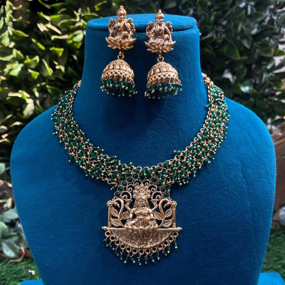 Royal Kundan Jewellery Gold Plated Pota Stone Necklace Set