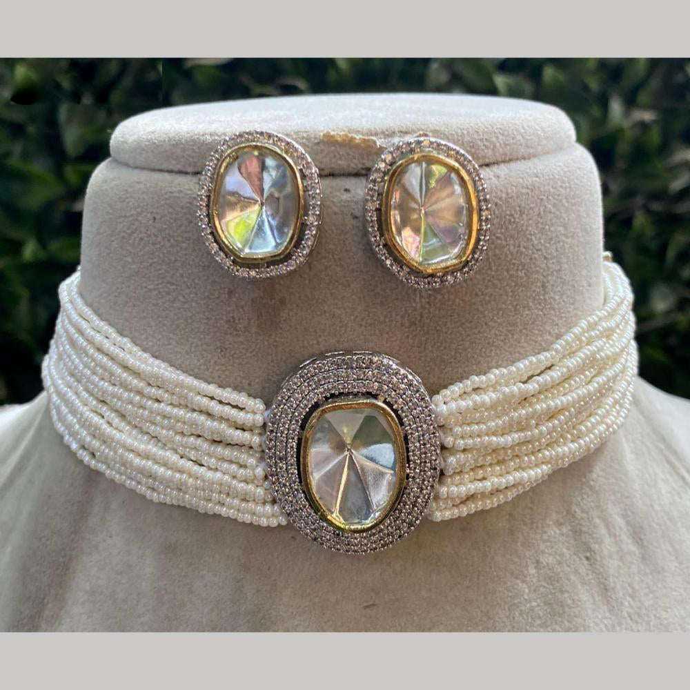 Royal Kundan Jewellery Gold Plated Crystal Stone Necklace Set