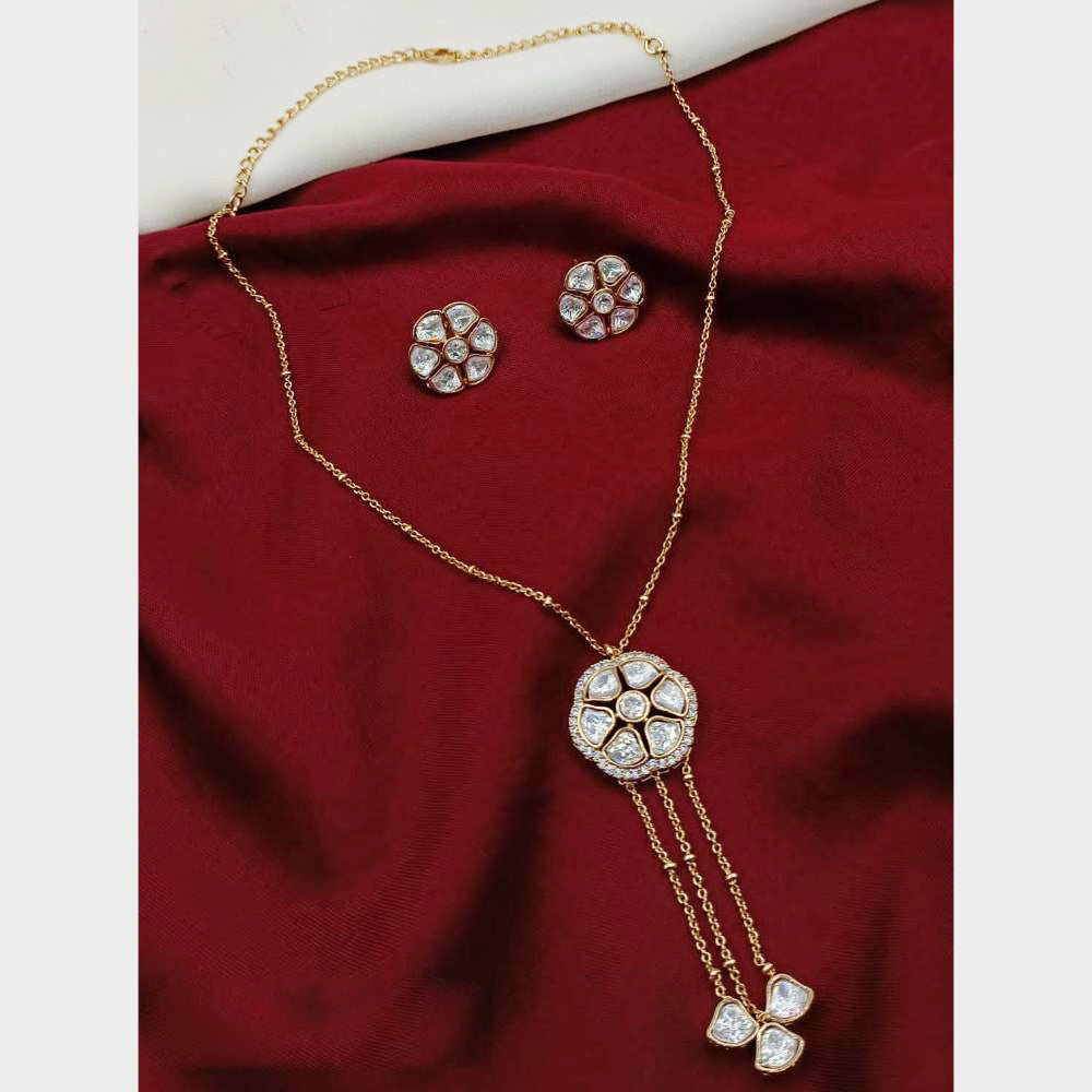Royal Kundan Jewellery Gold Plated Crystal Stone Necklace Set