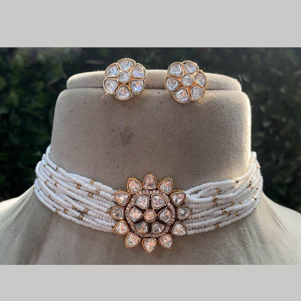 Royal Kundan Jewellery Gold Plated Ad Stone Necklace Set