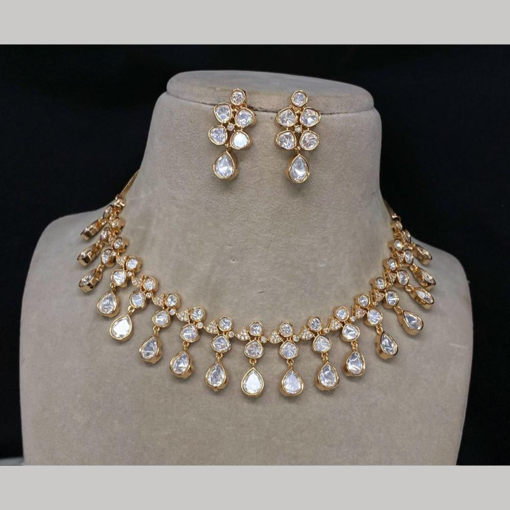 Royal Kundan Jewellery Gold Plated Crystal Stone Necklace Set