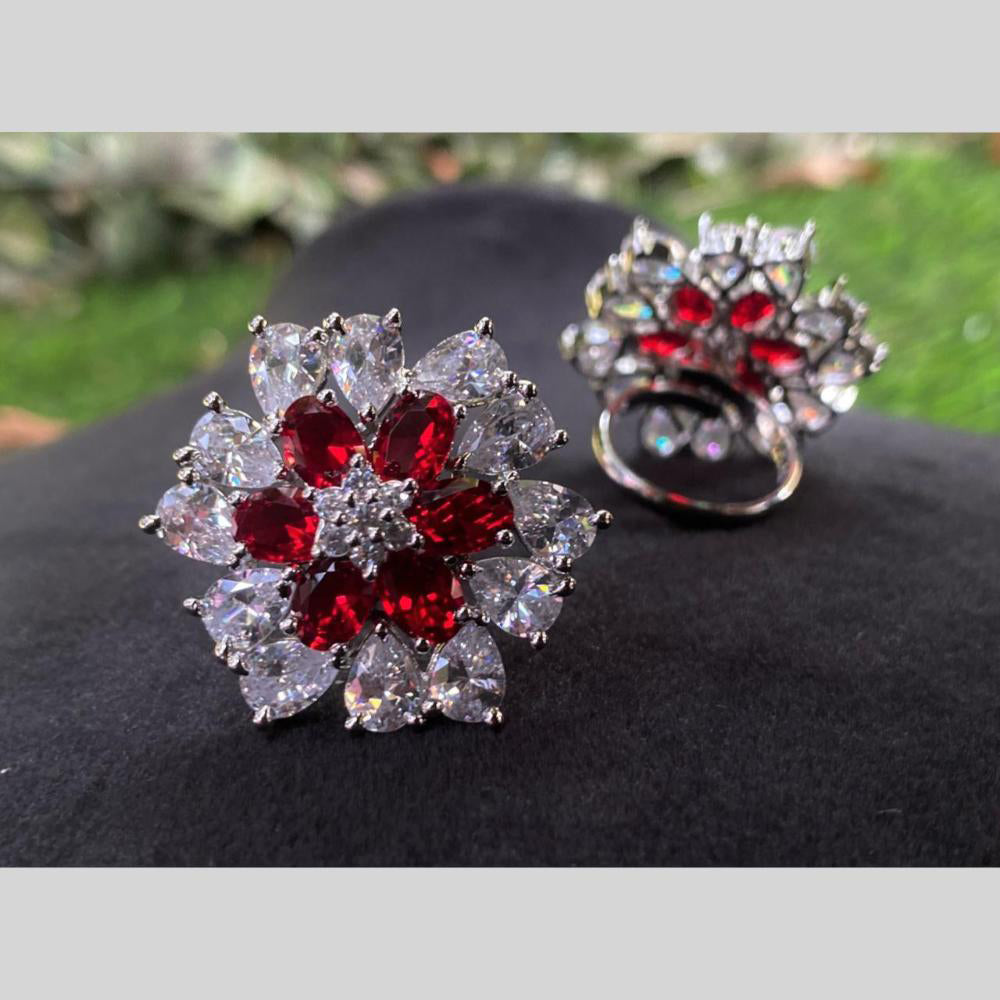 Royal Kundan Jewellery Silver Plated AD Stone Finger Ring