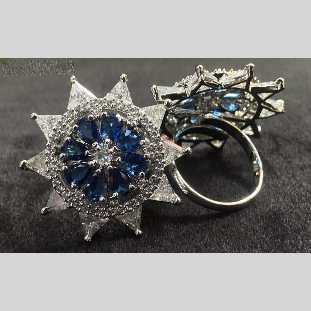 Royal Kundan Jewellery Silver Plated AD Stone Finger Ring