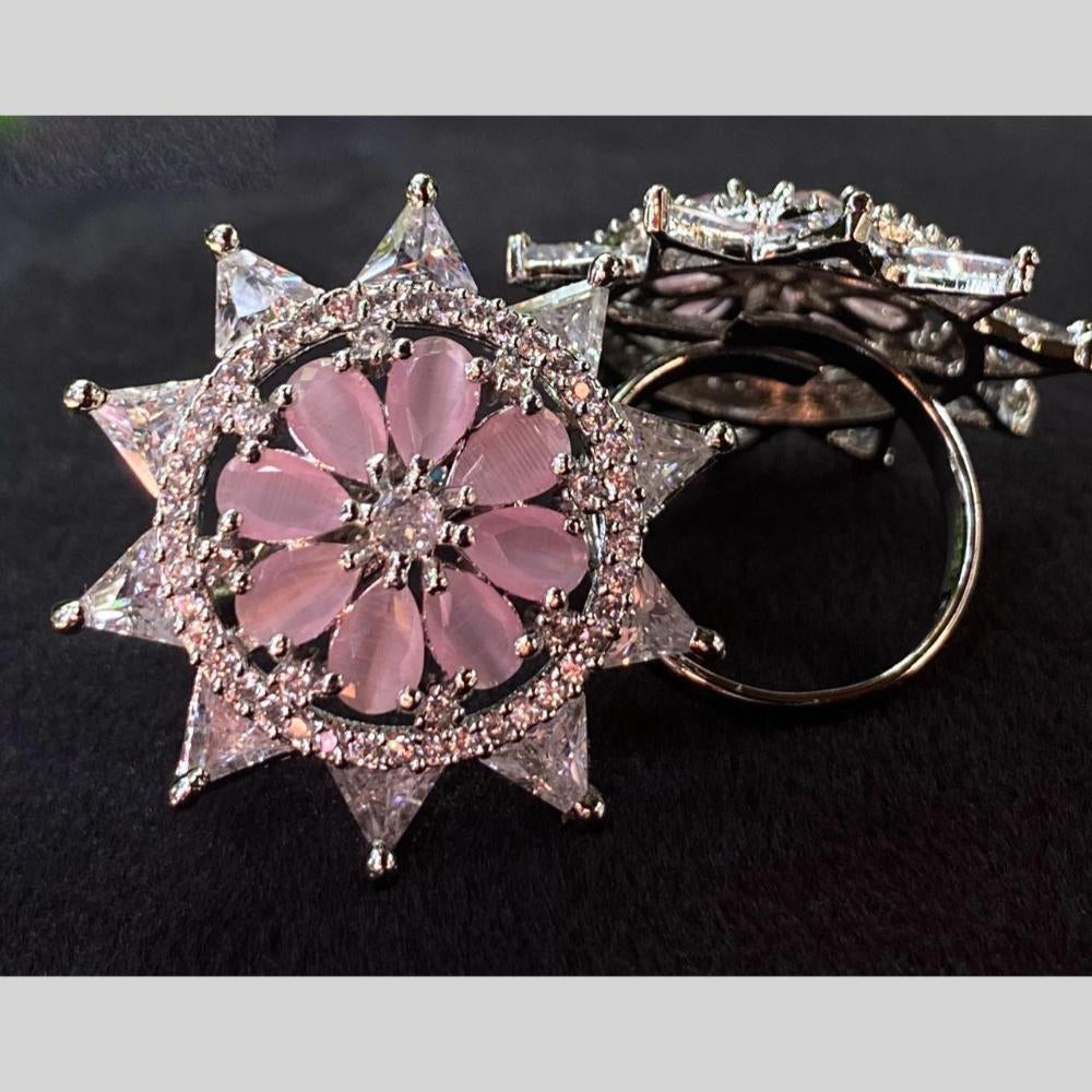 Royal Kundan Jewellery Silver Plated AD Stone Finger Ring