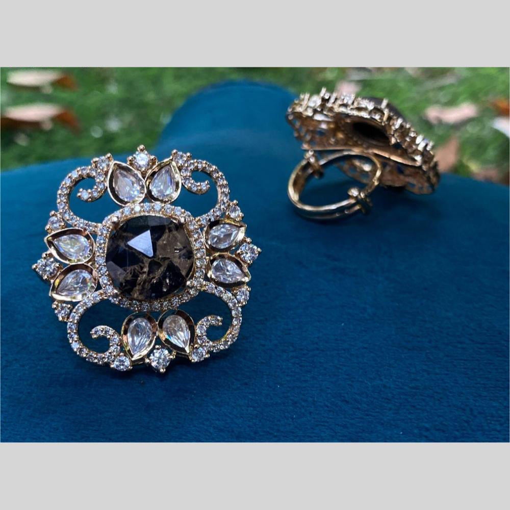 Royal Kundan Jewellery Gold Plated Polki Kundan Finger Ring