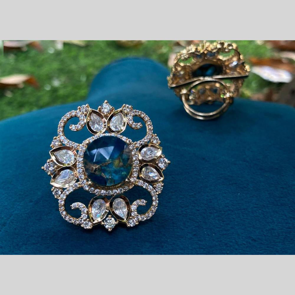 Royal Kundan Jewellery Gold Plated Polki Kundan Finger Ring
