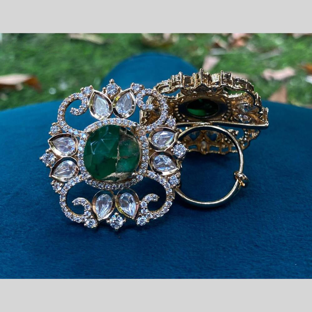 Royal Kundan Jewellery Gold Plated Polki Kundan Finger Ring