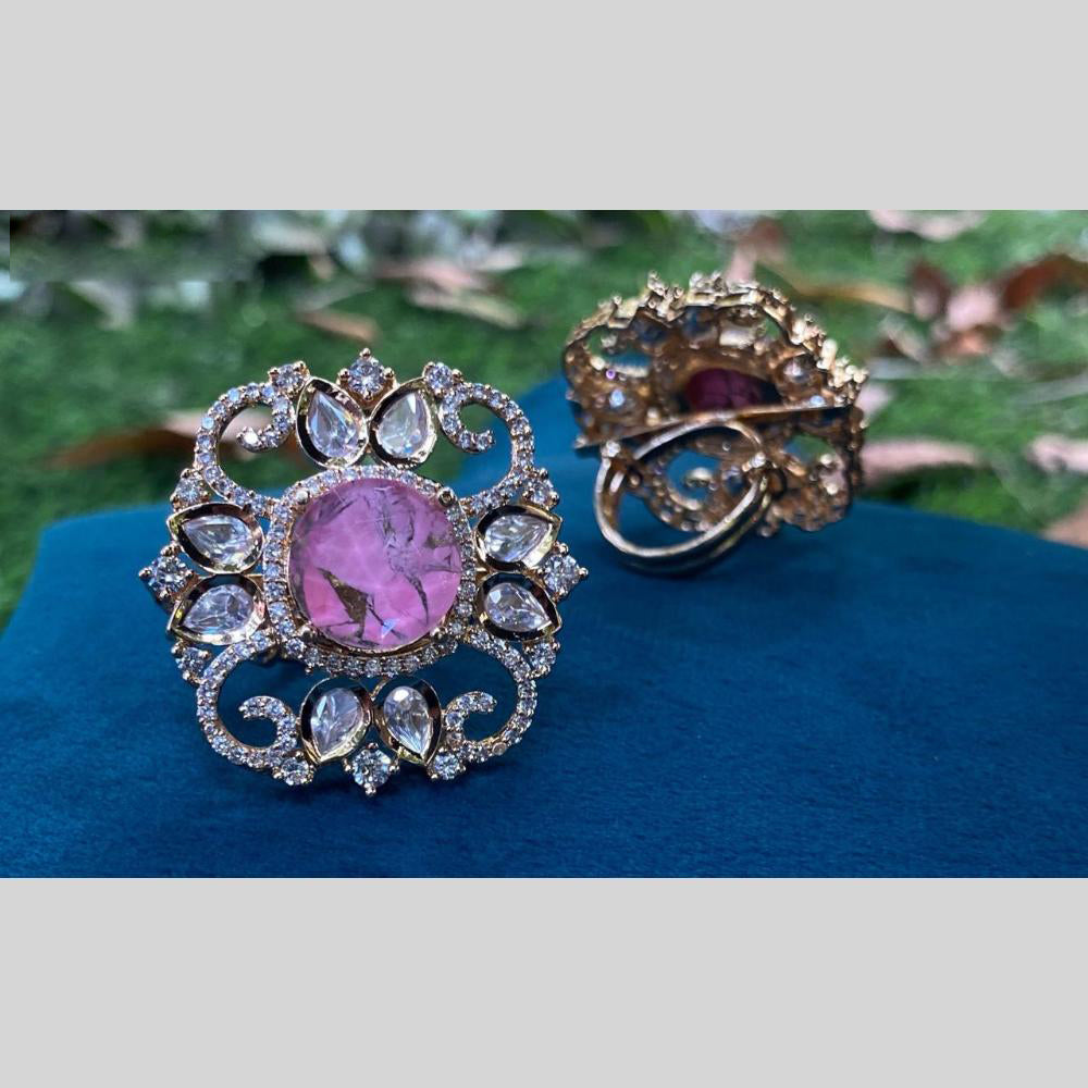 Royal Kundan Jewellery Gold Plated Polki Kundan Finger Ring