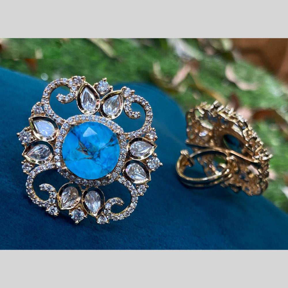 Royal Kundan Jewellery Gold Plated Polki Kundan Finger Ring