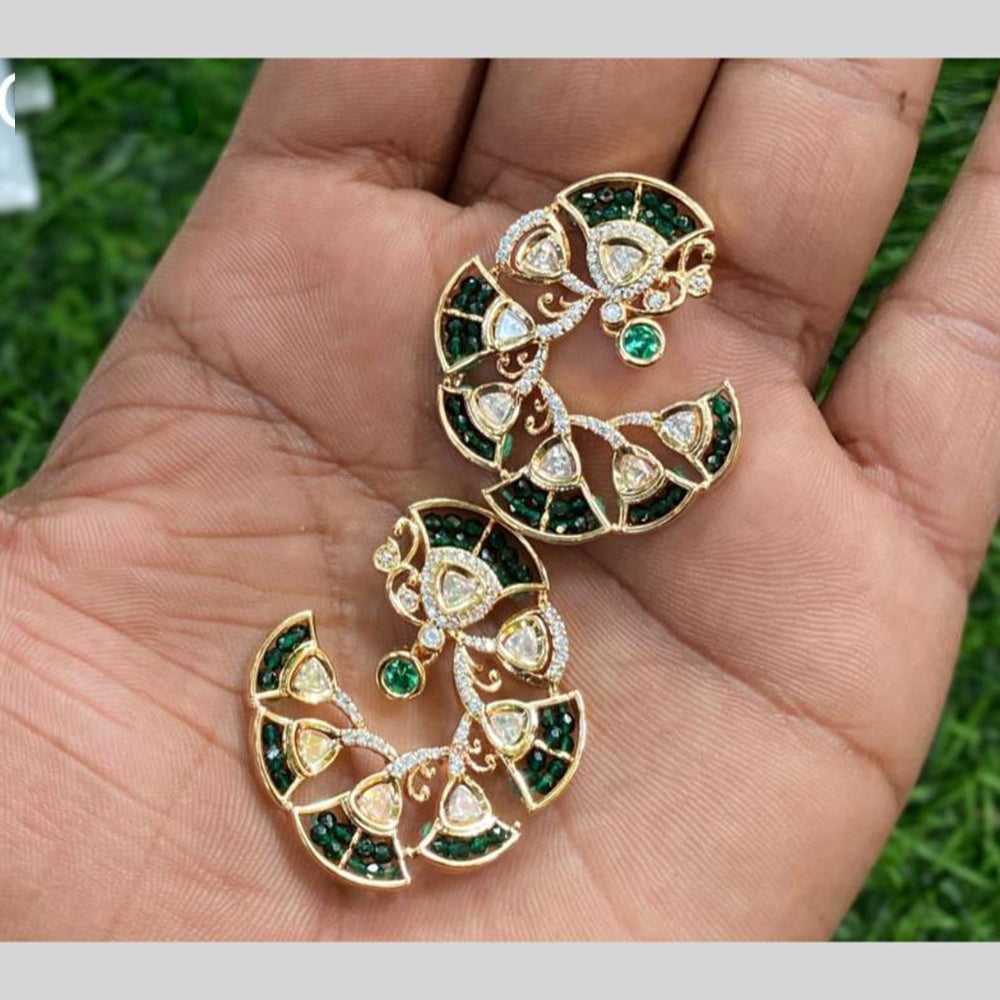 Royal Kundan Jewellery Gold Plated Polki Kundan And Pearls Stud Earrings