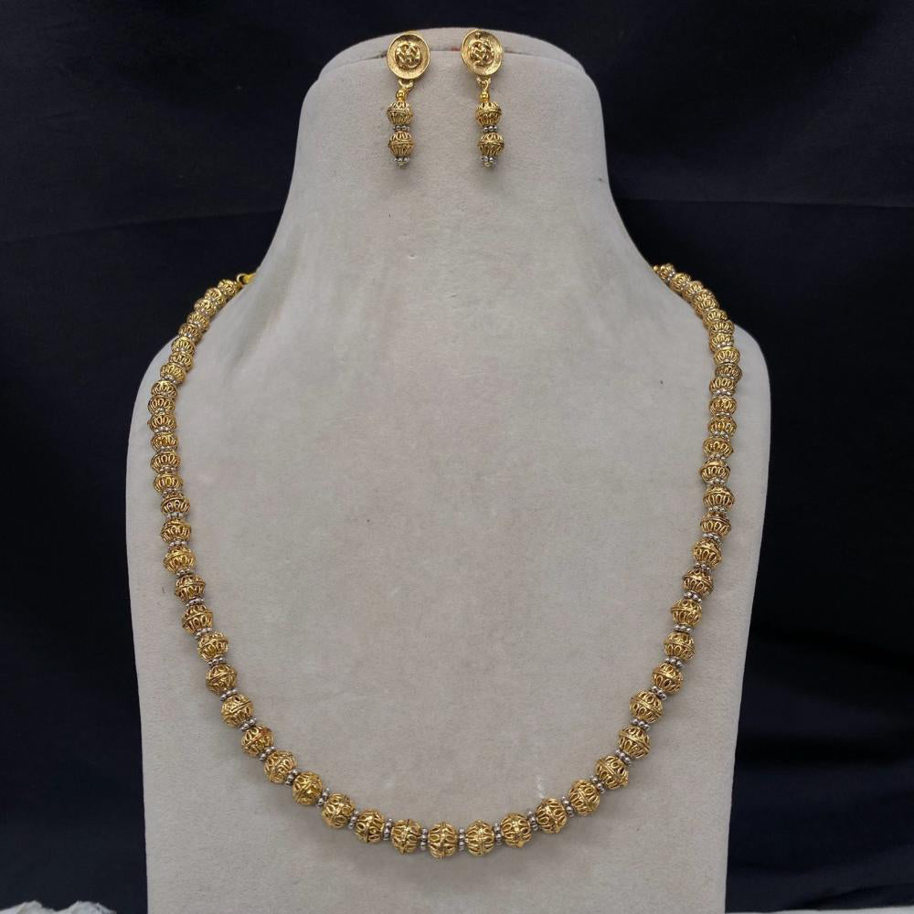 Royal Kundan Jewellery Gold Plated Beads Necklace Set