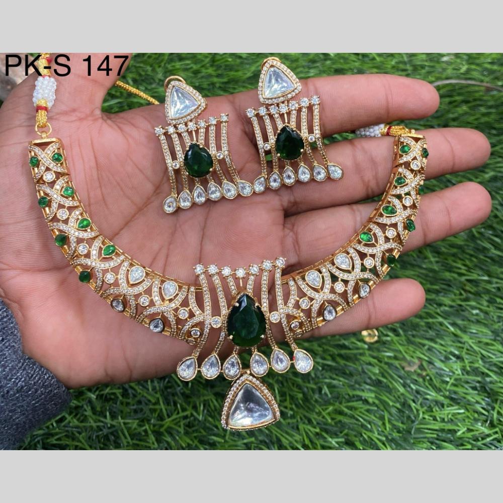 Royal Kundan Jewellery Gold Plated Polki Kundan Necklace Set
