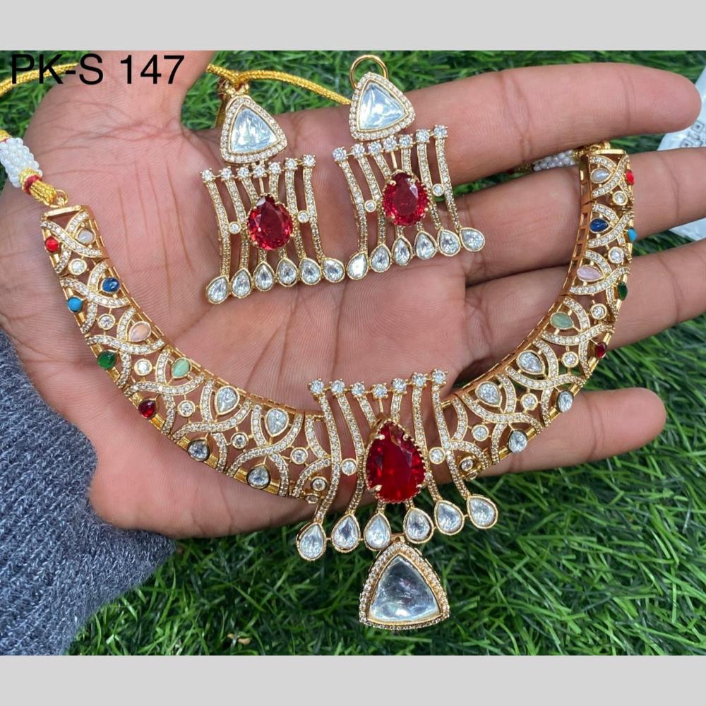 Royal Kundan Jewellery Gold Plated Polki Kundan Necklace Set