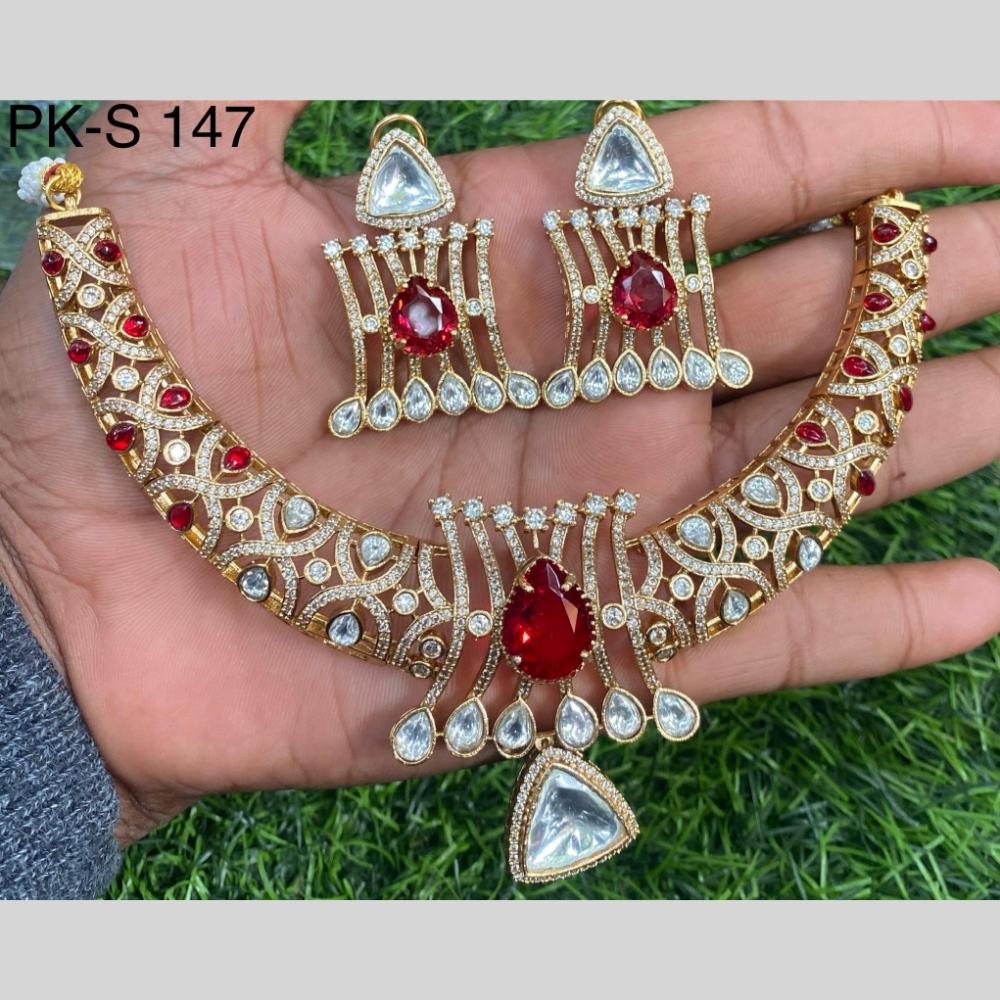 Royal Kundan Jewellery Gold Plated Polki Kundan Necklace Set