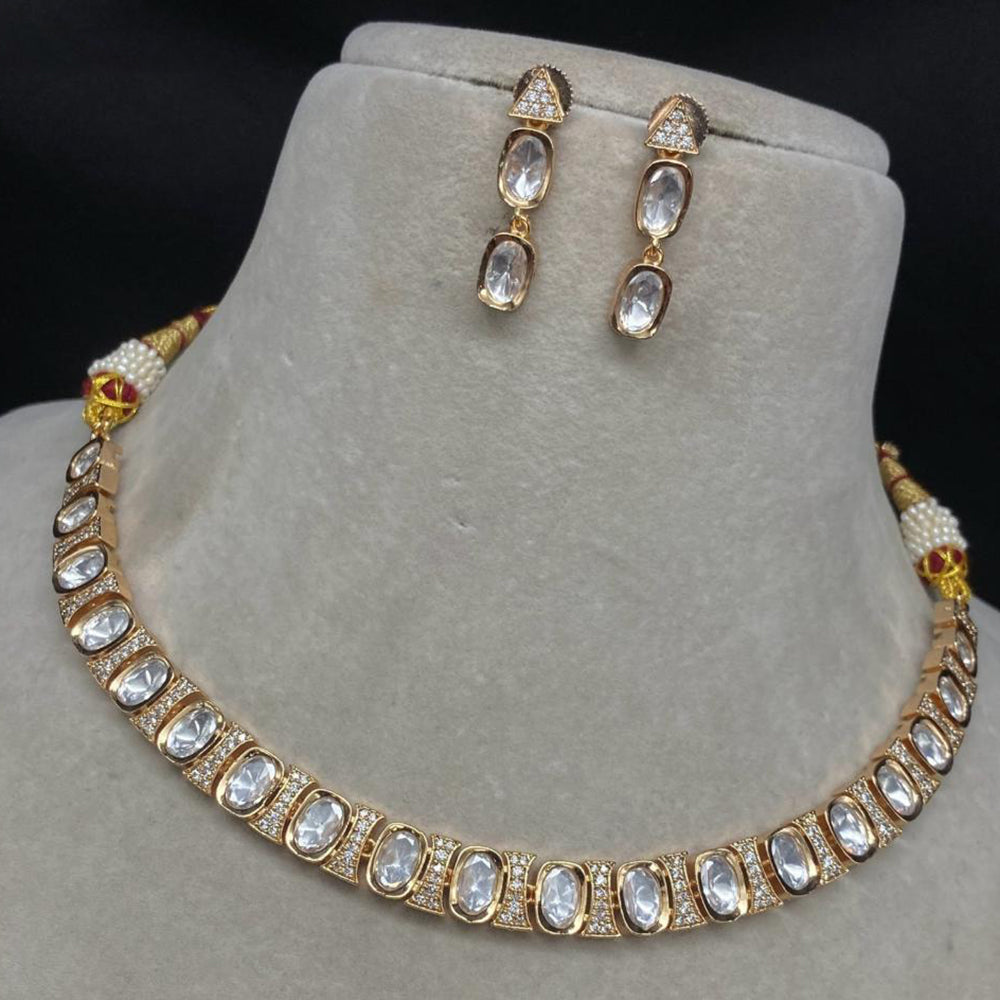 Royal Kundan Jewellery Gold Plated Polki Kundan Necklace Set
