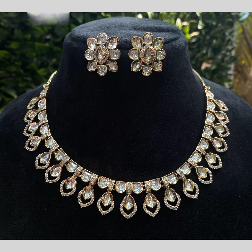 Royal Kundan Jewellery Gold Plated Polki Kundan Necklace Set