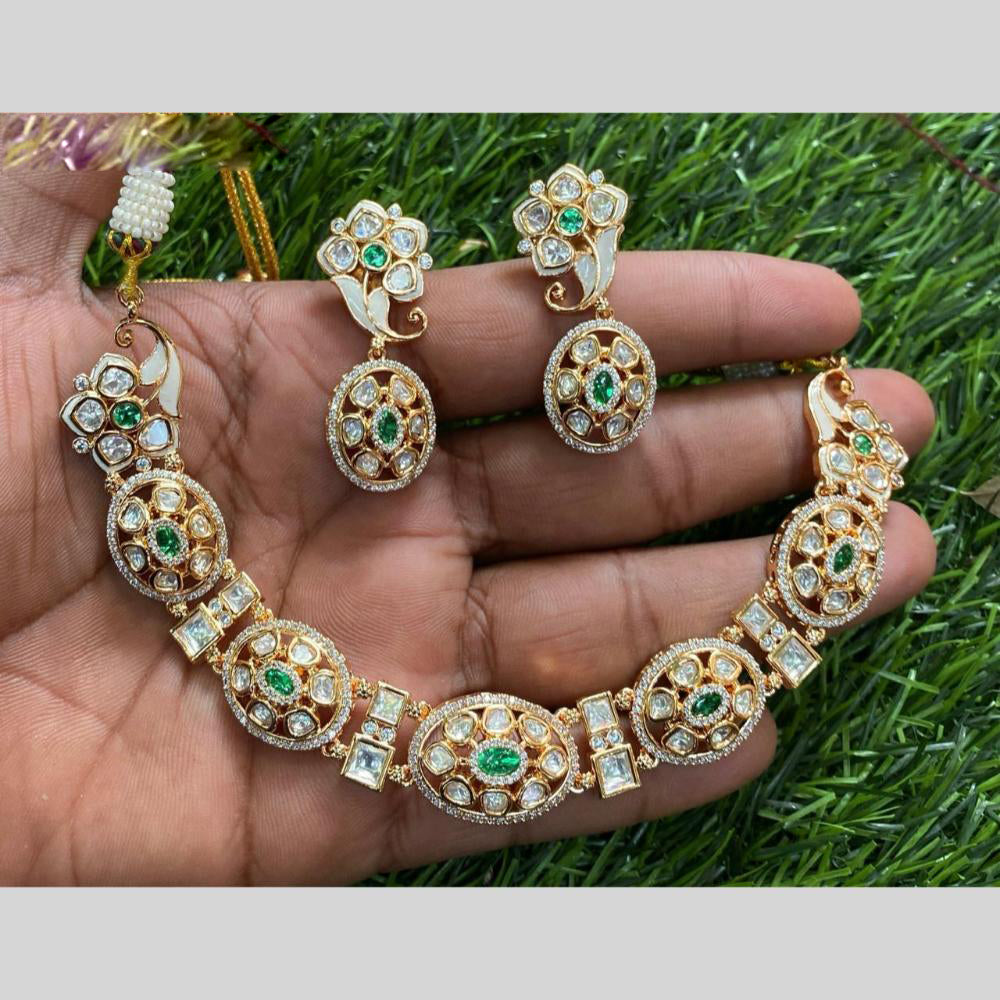Royal Kundan Jewellery Gold Plated Polki Kundan Necklace Set