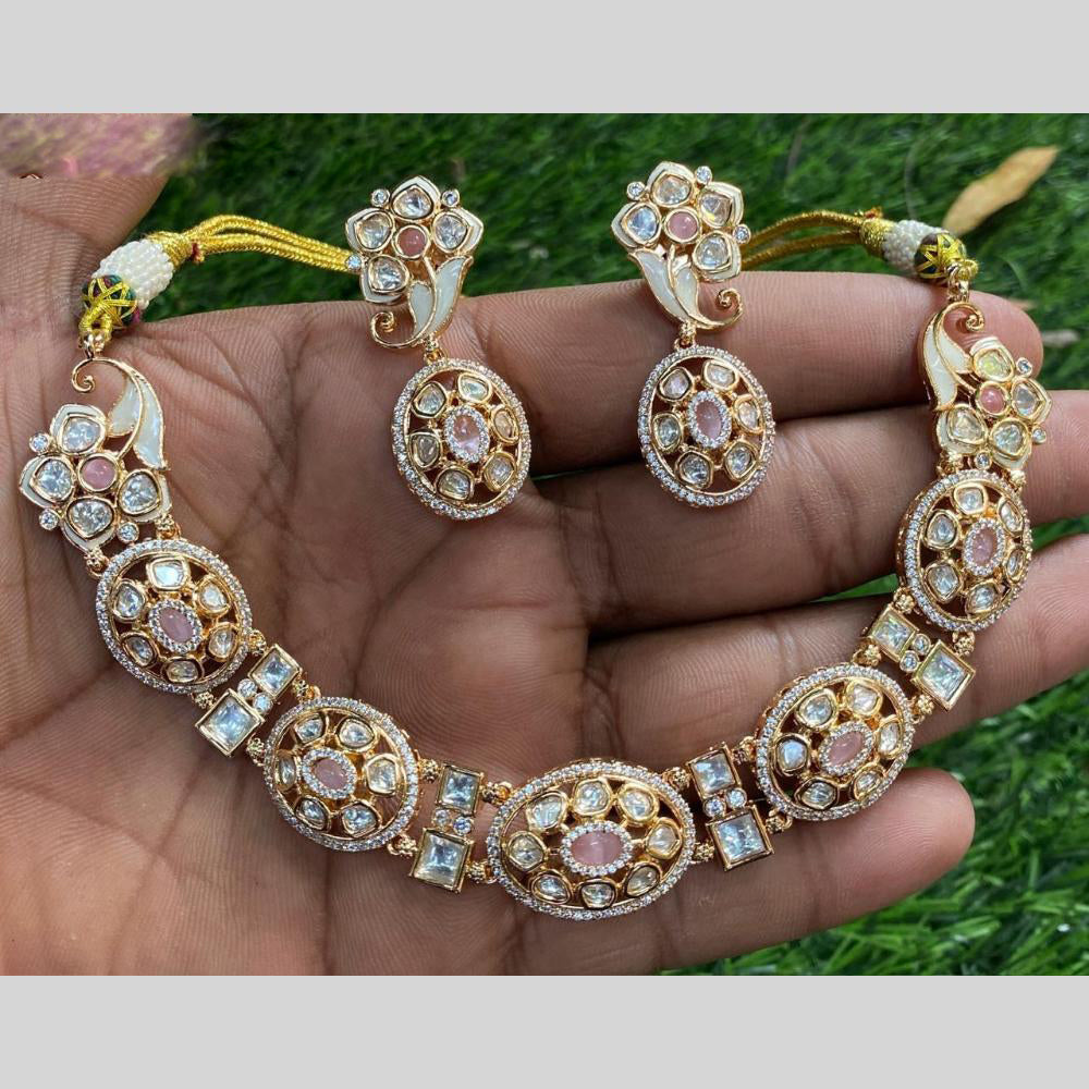 Royal Kundan Jewellery Gold Plated Polki Kundan Necklace Set
