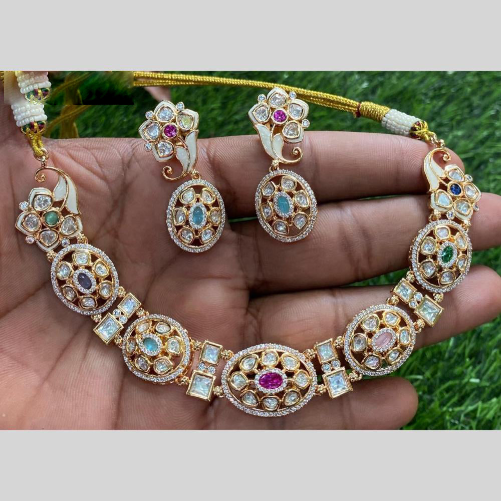 Royal Kundan Jewellery Gold Plated Polki Kundan Necklace Set