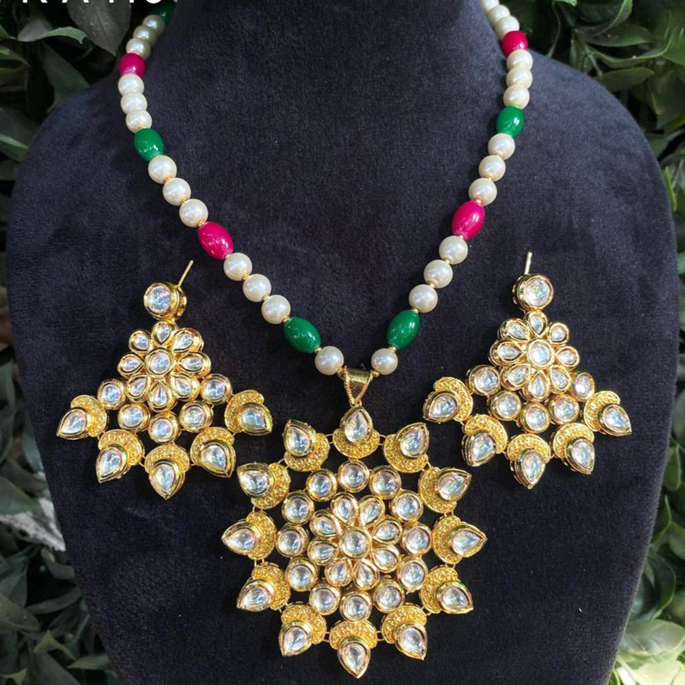 Royal Kundan Jewellery Gold Plated Kundan And Beads Necklace Set