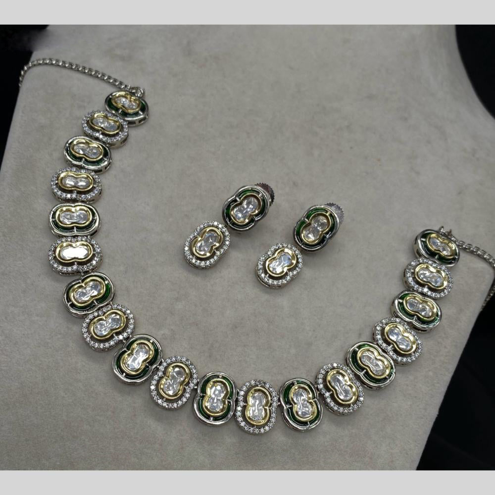 Royal Kundan Jewellery 2 Tone Kundan Stone Necklace Set