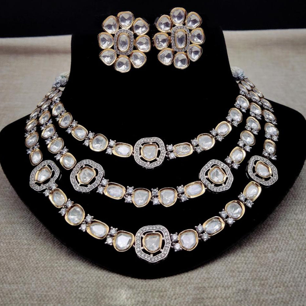 Royal Kundan Jewellery 2 Tone Kundan Stone Necklace Set