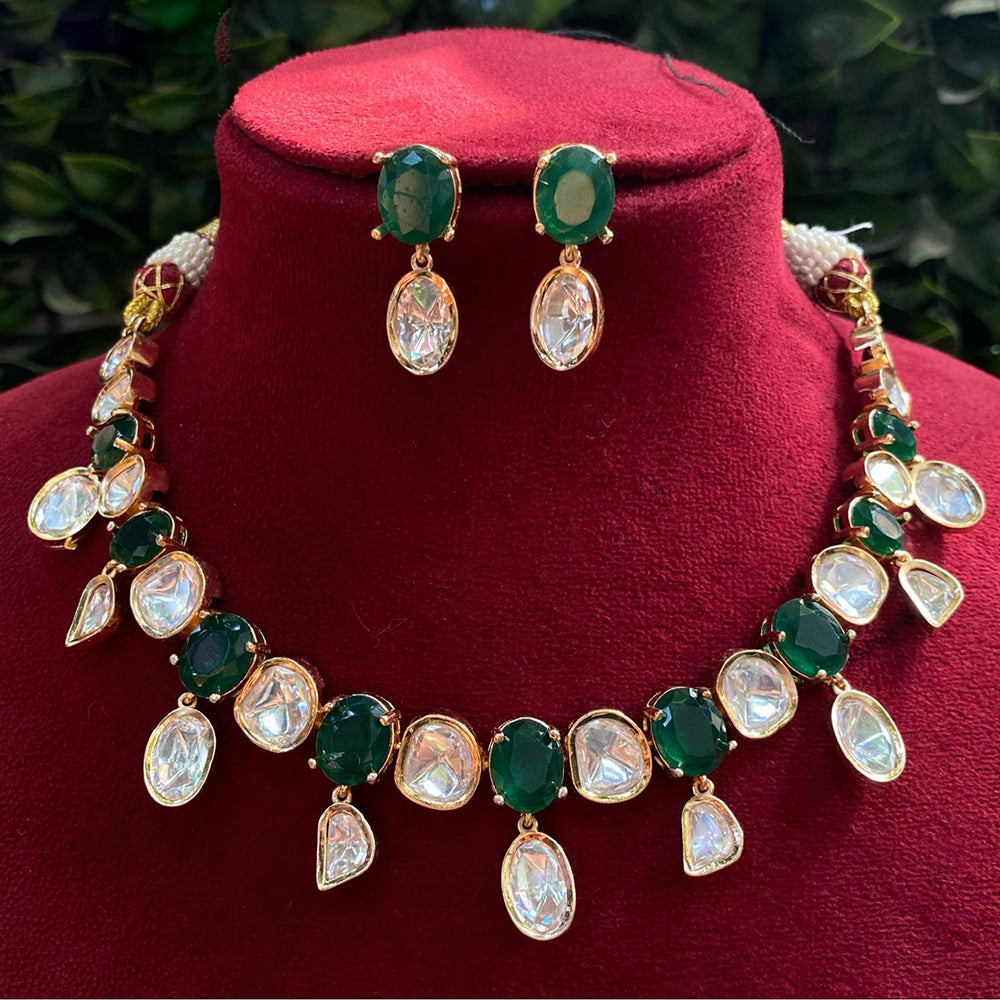 Royal Kundan Jewellery Gold Plated Polki Kundan Stone Necklace Set