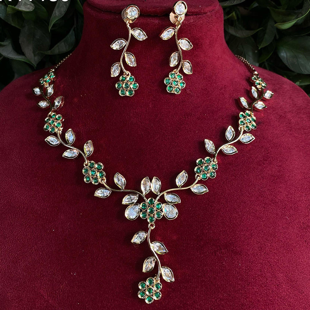 Royal Kundan Jewellery Gold Plated Polki Kundan Stone Necklace Set