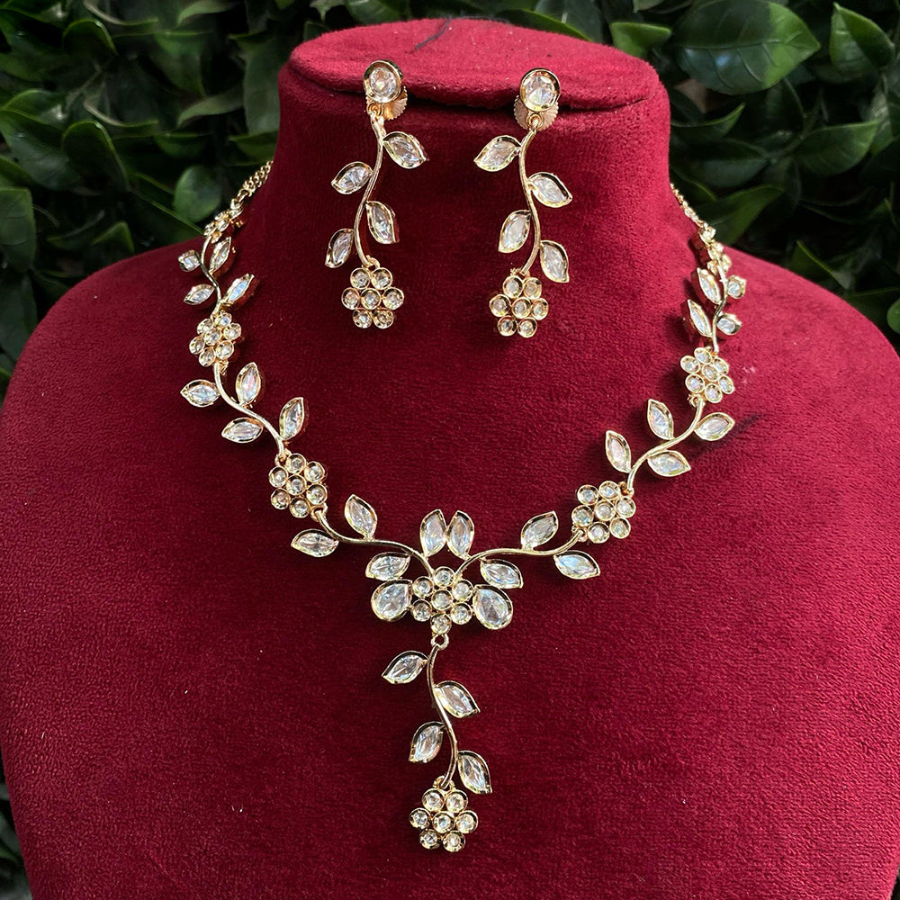 Royal Kundan Jewellery Gold Plated Polki Kundan Stone Necklace Set