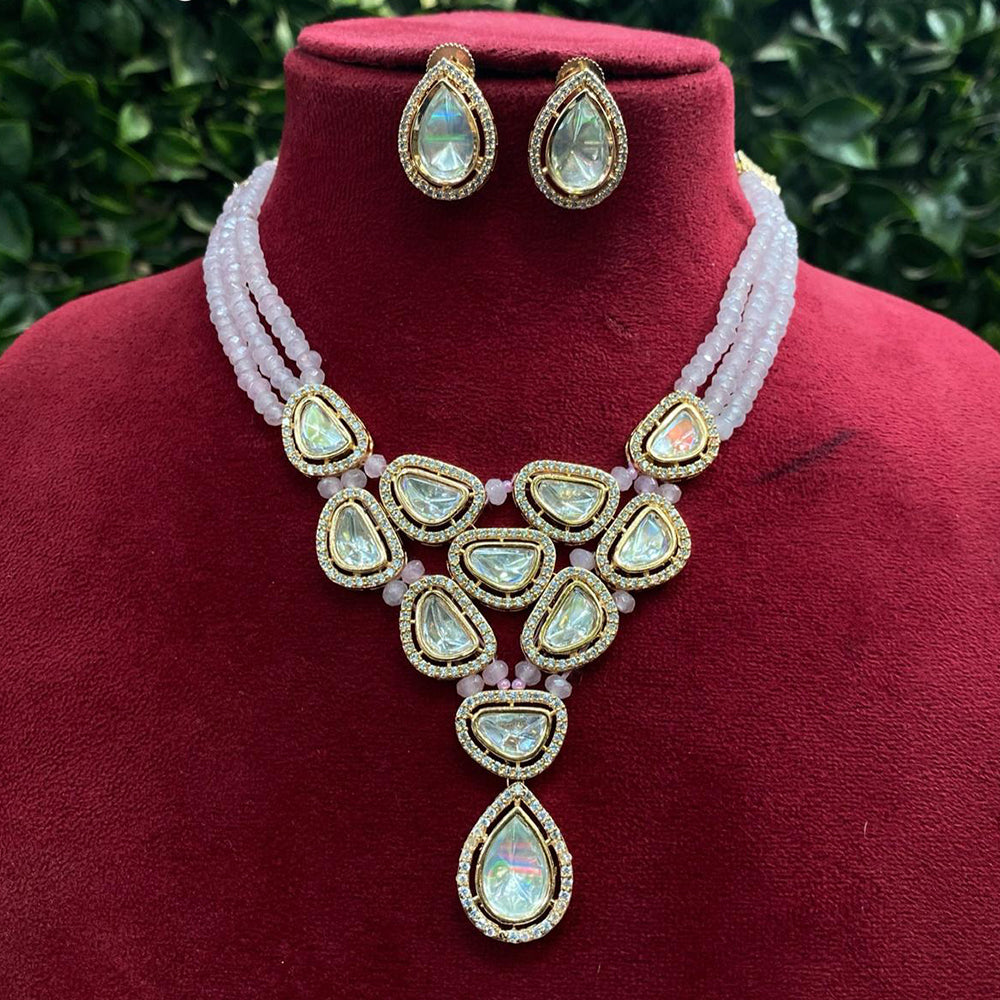 Royal Kundan Jewellery Gold Plated Polki Kundan Stone And Pearls Necklace Set