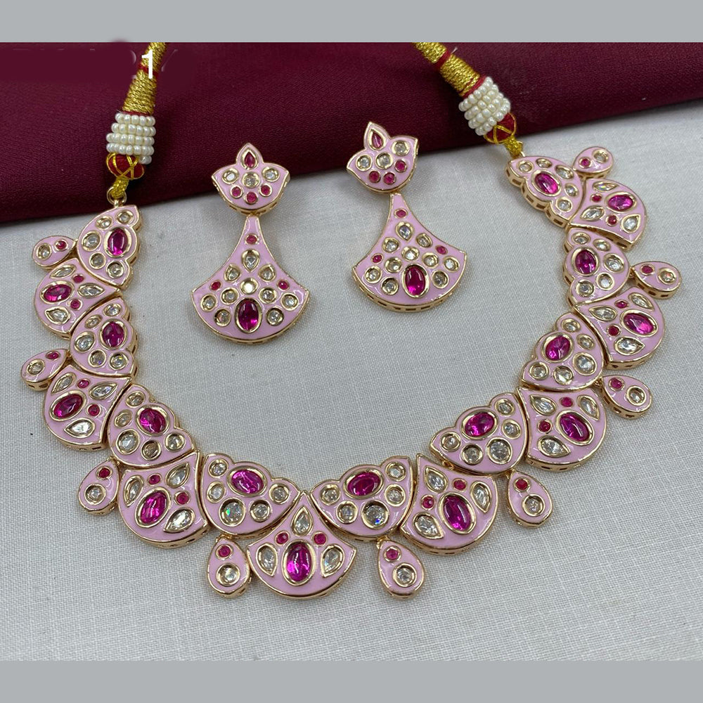 Royal Kundan Jewellery Gold Plated Polki Kundan Meenakari Necklace Set