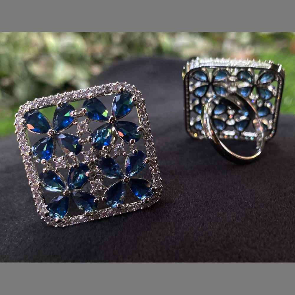 Royal Kundan Jewellery Silver Plated AD Stone Finger Ring