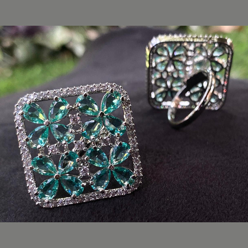 Royal Kundan Jewellery Silver Plated AD Stone Finger Ring