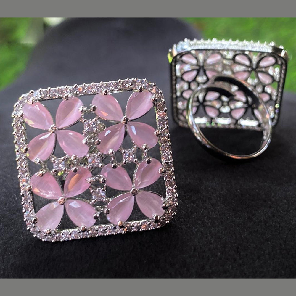 Royal Kundan Jewellery Silver Plated AD Stone Finger Ring