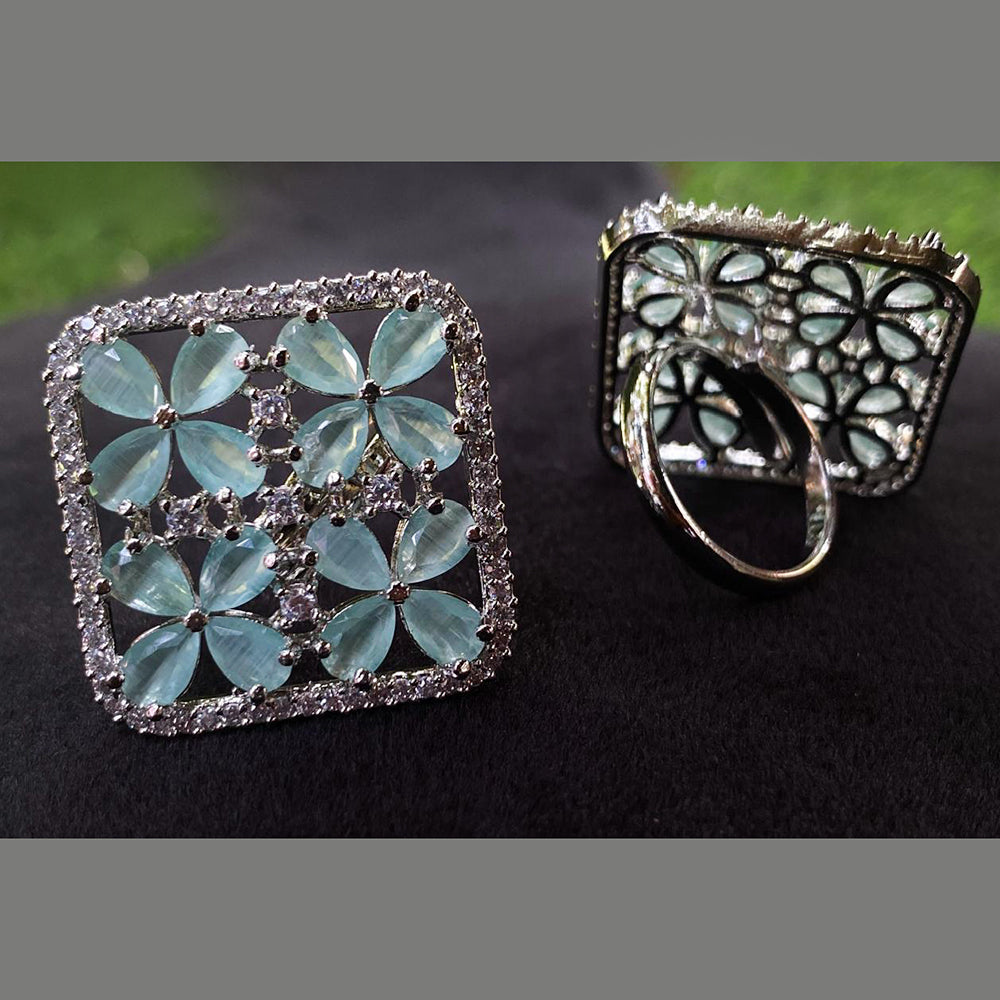 Royal Kundan Jewellery Silver Plated AD Stone Finger Ring