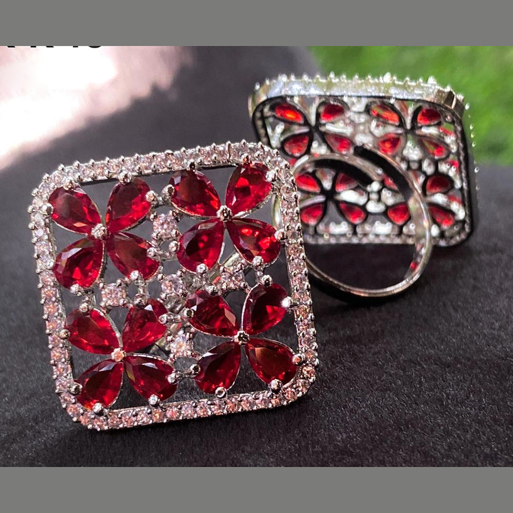 Royal Kundan Jewellery Silver Plated AD Stone Finger Ring