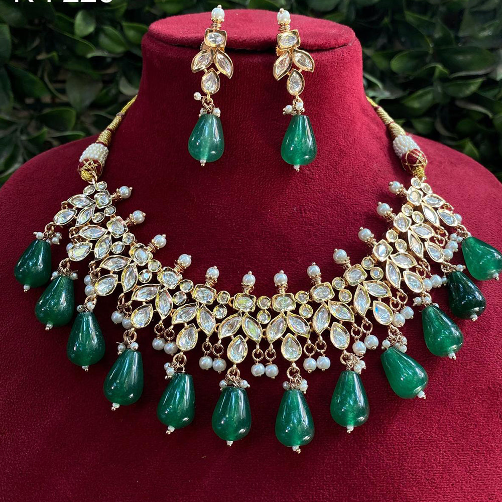 Royal Kundan Jewellery Gold Plated Polki Kundan Stone And Pearls Necklace Set