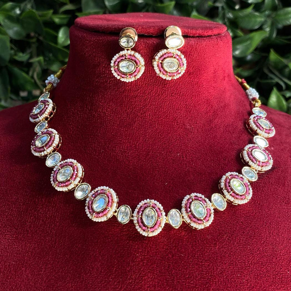 Royal Kundan Jewellery Gold Plated Polki Kundan Stone And Pearls Necklace Set