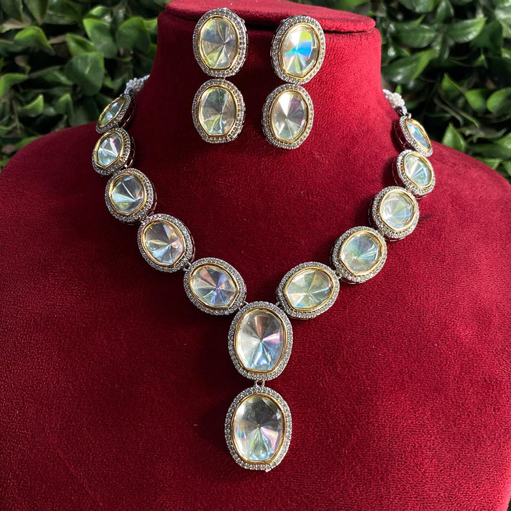 Royal Kundan Jewellery Gold Plated Polki Kundan Stone Necklace Set
