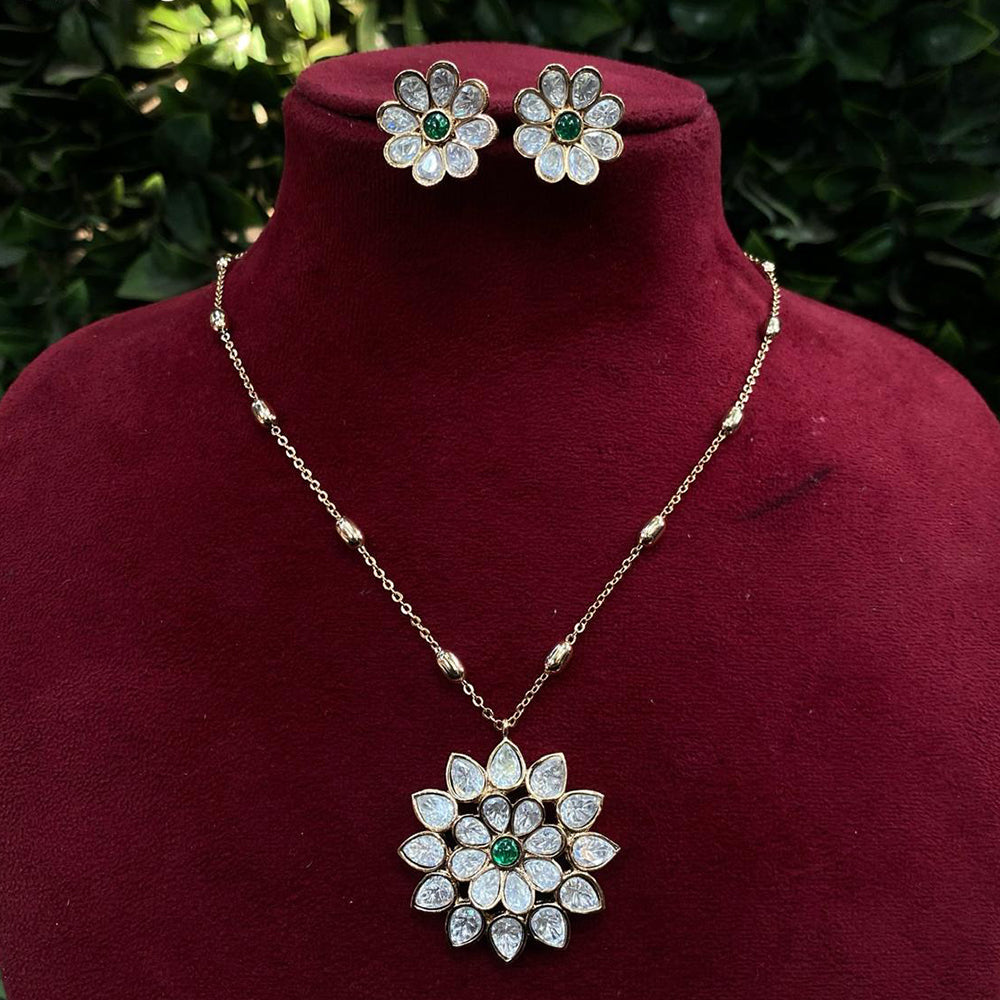 Royal Kundan Jewellery Gold Plated Polki Kundan Stone Necklace Set