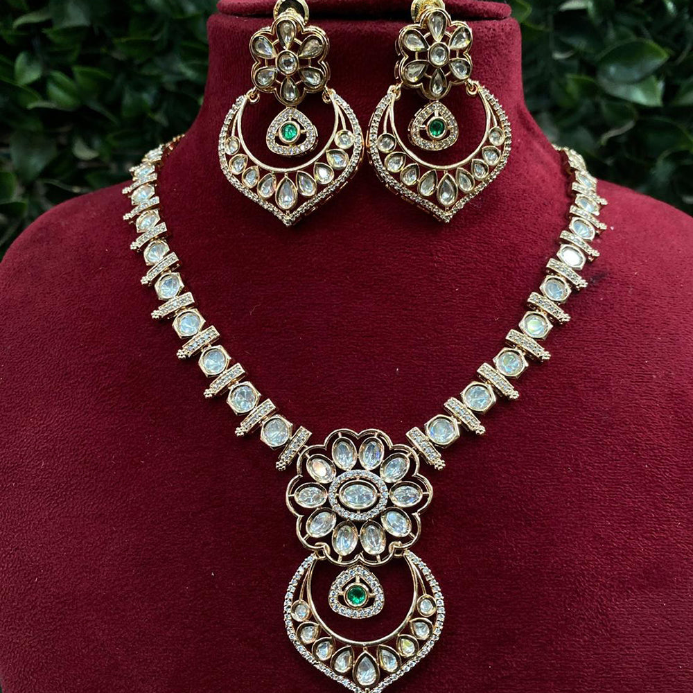 Royal Kundan Jewellery Gold Plated Polki Kundan Stone Necklace Set