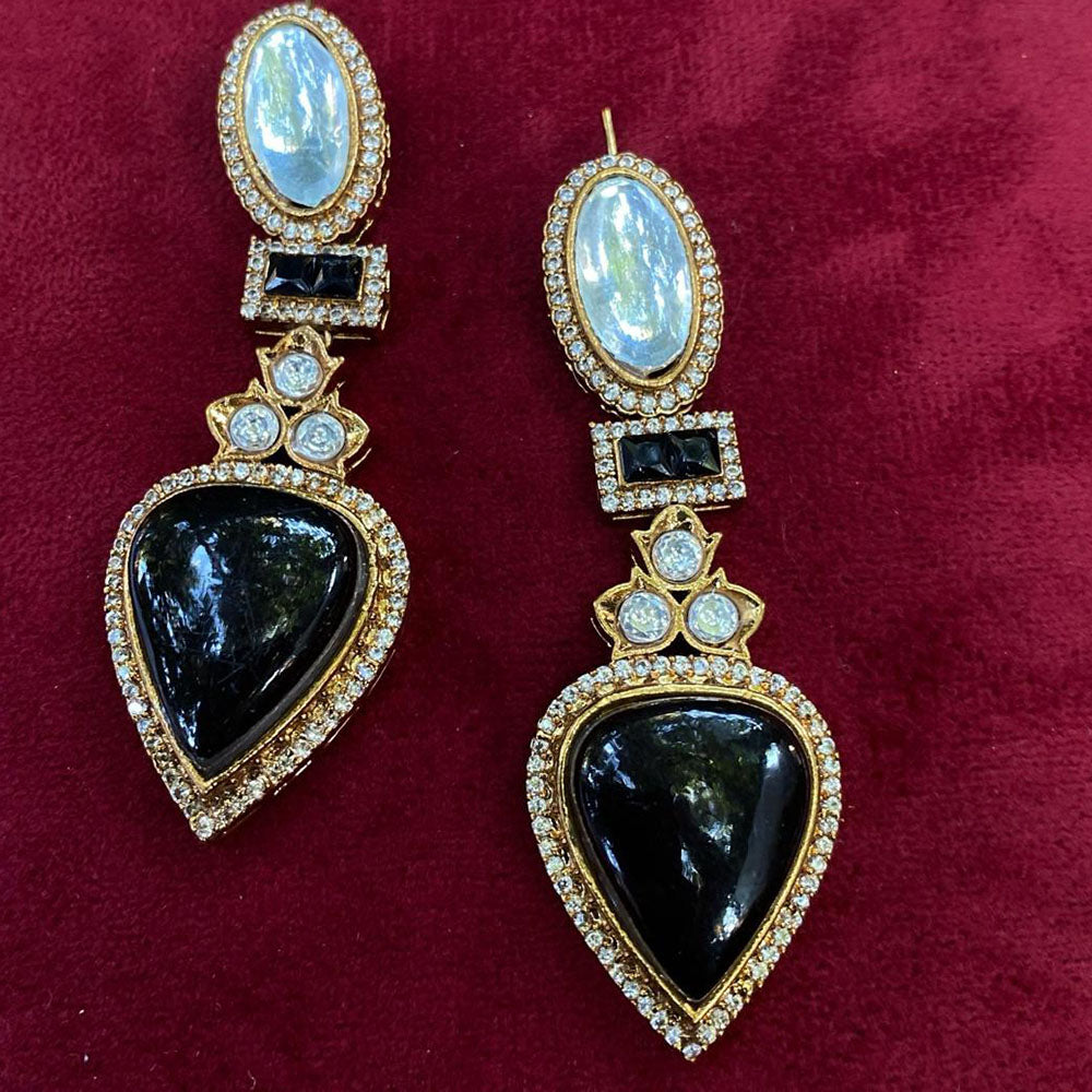 Royal Kundan Jewellery Gold Plated Polki Kundan Dangler Earrings