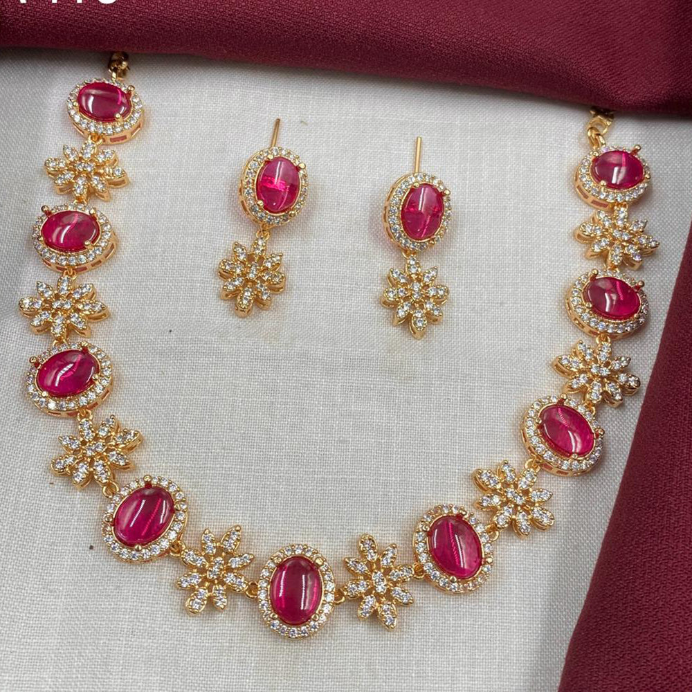 Royal Kundan Jewellery Gold Plated Austrian Stone And Pota Stone Necklace Set