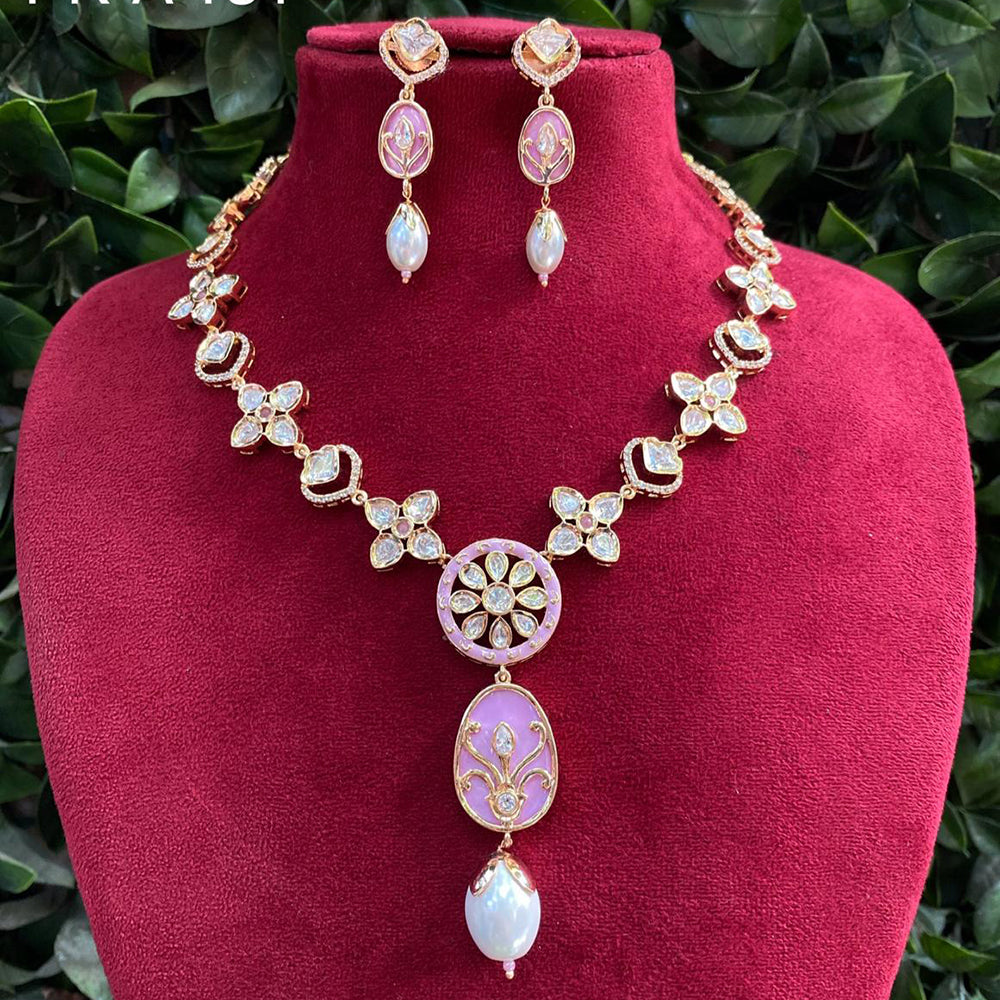 Royal Kundan Jewellery Gold Plated Polki Kundan Stone Necklace Set