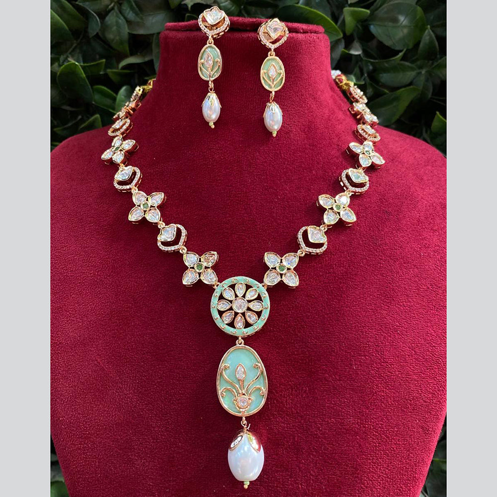 Royal Kundan Jewellery Gold Plated Polki Kundan Stone Necklace Set