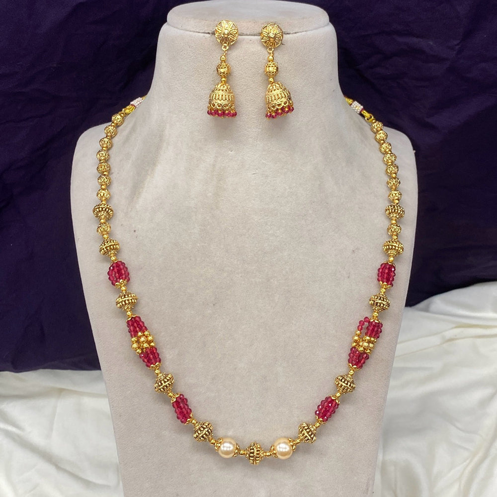Royal Kundan Jewellery Gold Plated Beads And Pearls Necklace Set